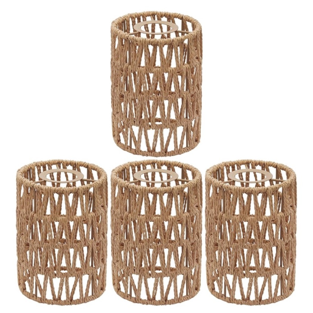 NIB 4 pack Rattan Lamp Shades Wicker Boho
